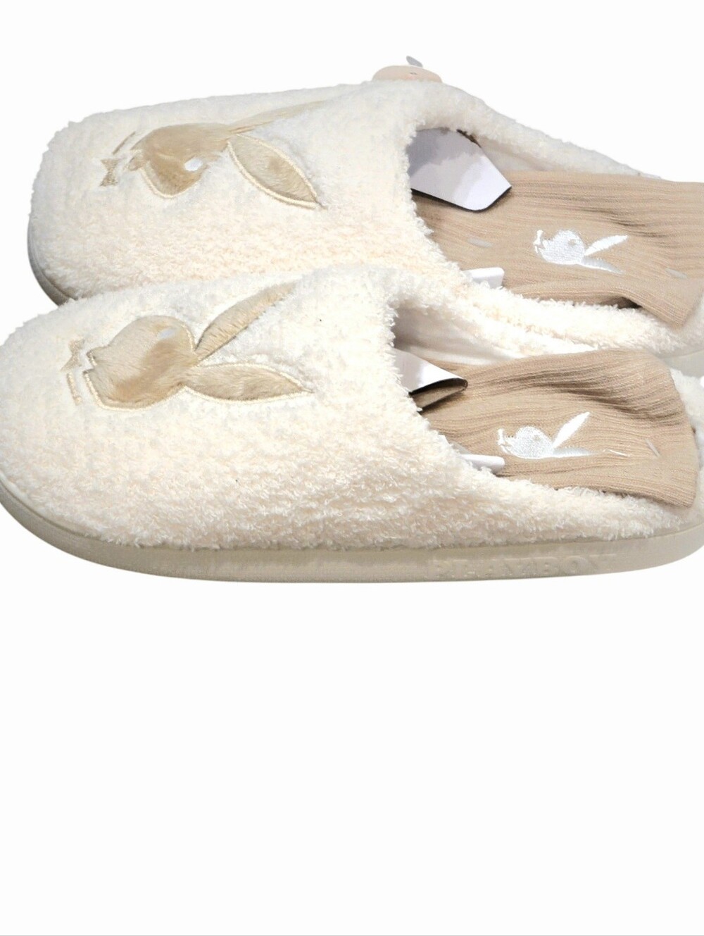 Playboy Memory Foam Indoor/Outdoor Faux Fur Bunny Logo Slipper & Sock Set